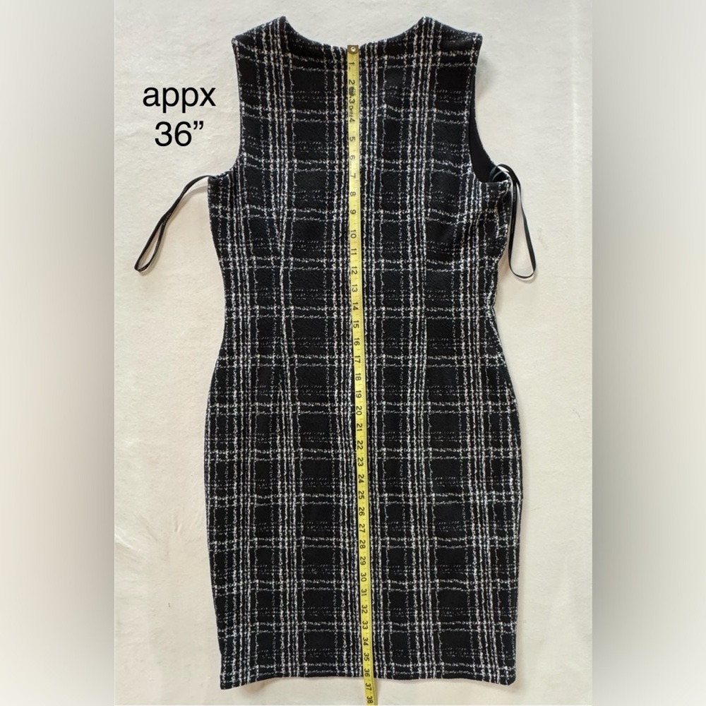 Calvin Klein Textured Black White Plaid Bodycon Sheath Dress (8) - Picture 12 of 17